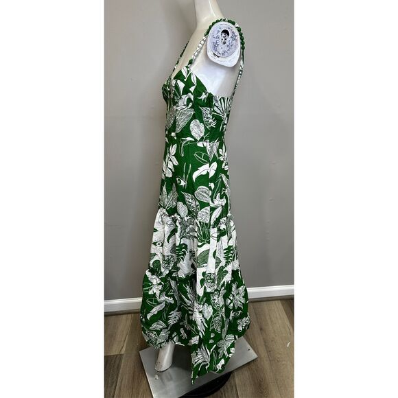 FARM Rio Green Leaf Print Midi Dress - Picture 5 of 8